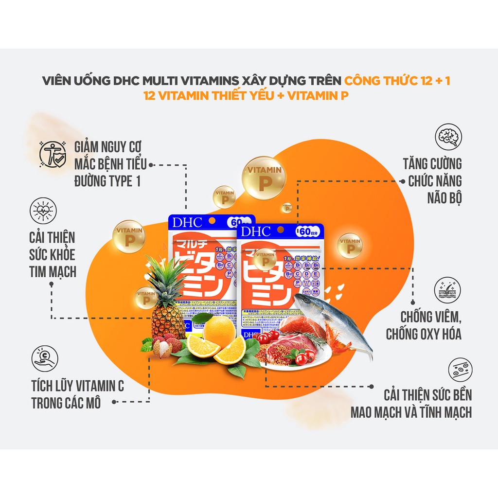 Viên uống DHC Multi Vitamin tổng hợp gói 30 ngày và 90 ngày Nhật Bản JPKOI