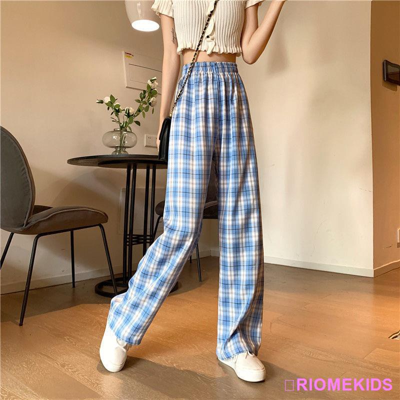 🔥Ready Stock🔥Korean fashion classic plaid wide-legged pants