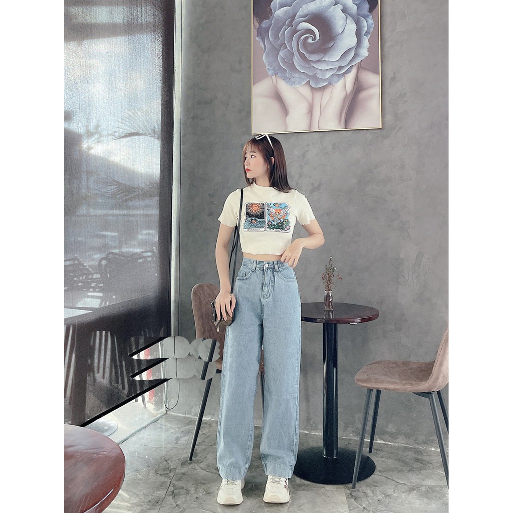 QUẦN JEAN ỐNG RỘNG NỮ LƯNG CAO MÀU XANH NHẠT LAI CUỐN CAO CẤP UTI ĐỦ SIZE, GHIỀN PHONG CÁCH, HỐT TRỌN MÁT MẺ