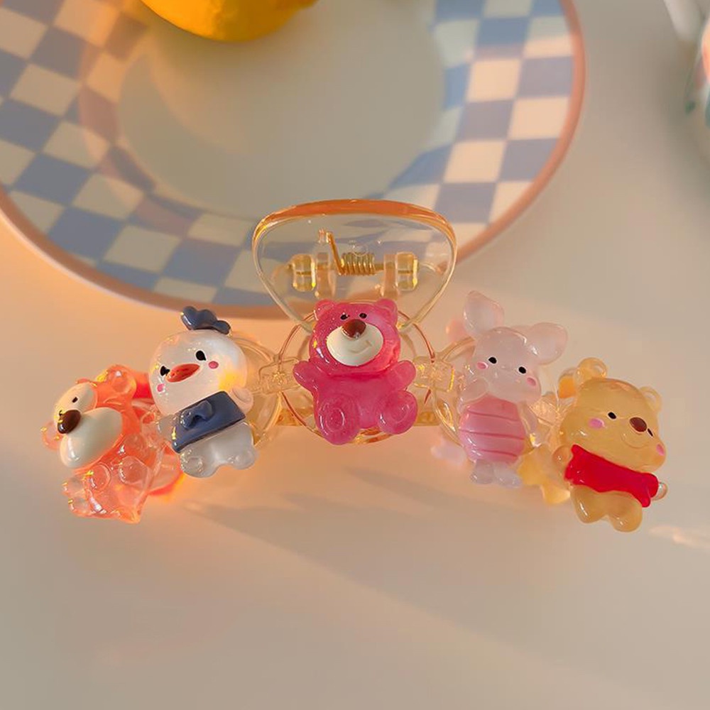 Kẹp Tóc Cá Mập Lớn Bằng acrylic Hình Gấu Hoạt Hình Dễ Thương Phong Cách Hàn Quốc Cho Nữ