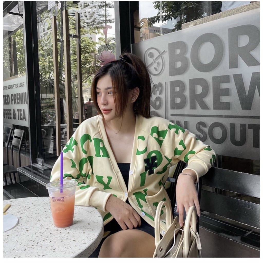 ÁO KHOÁC NỈ CARDIGAN IN CHỮ NHIỀU ABDC CỰC ĐẸP