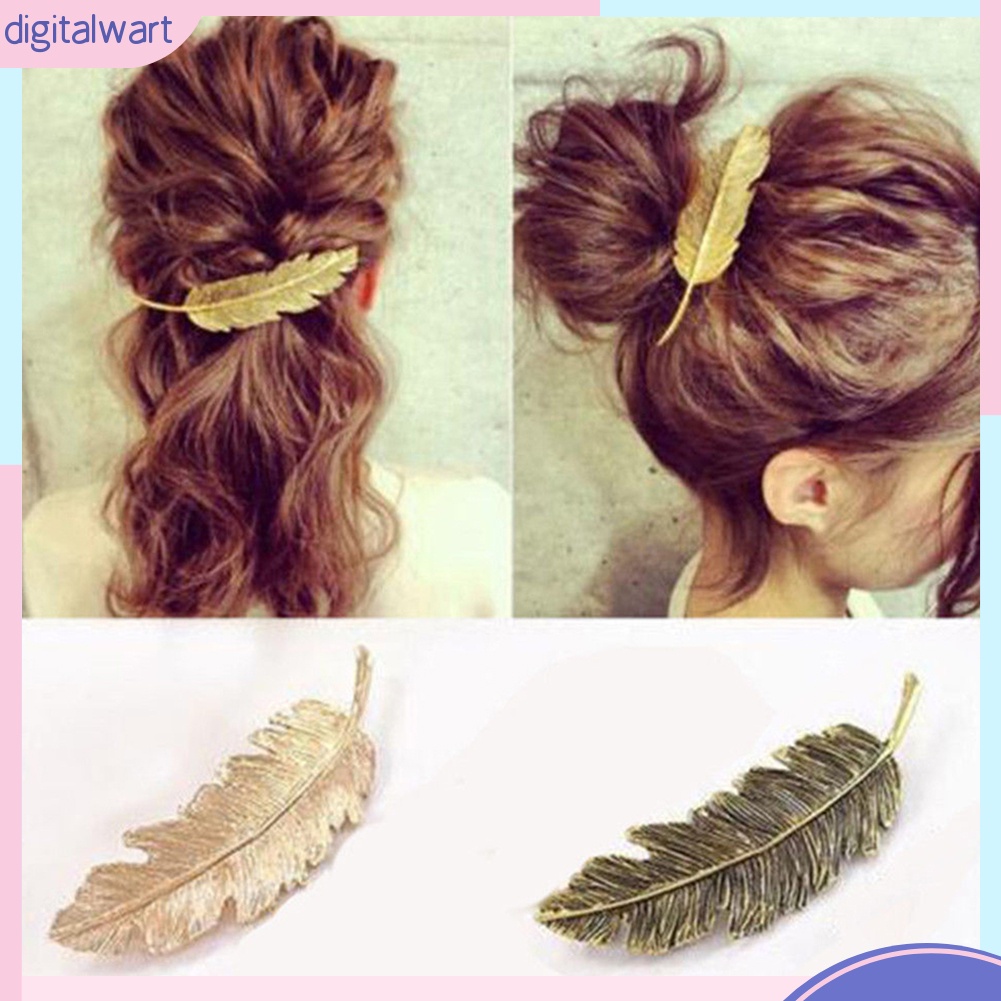 Kẹp Tóc Kim Loại Hình Chiếc Lá Vintage Cho Nữ