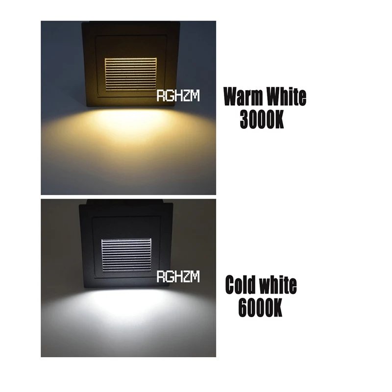 Đèn Âm Tường, Đèn Hắc Chân Cầu Thang  AT-17 Vỏ Trắng/Đen Ánh Sáng Vàng - Bảo Hành 3 Năm