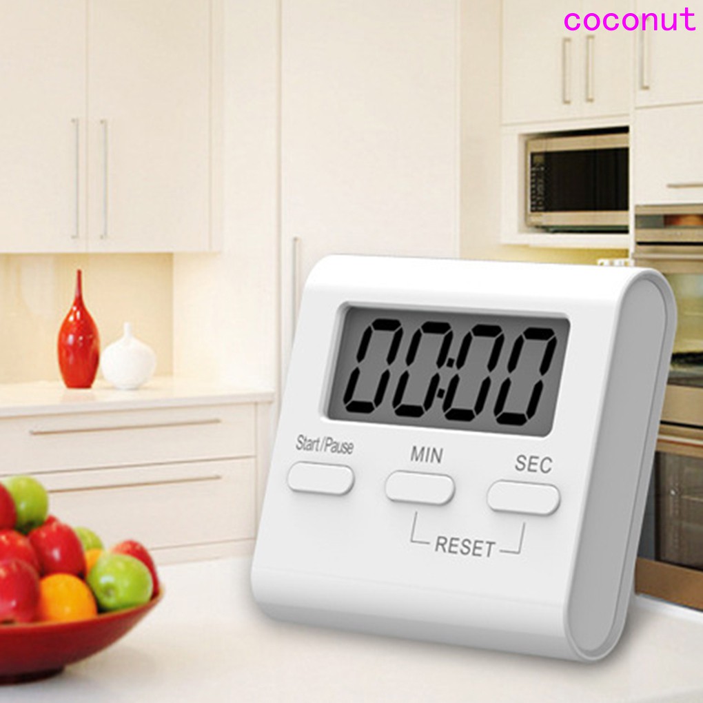 White LCD Digital Kitchen Cooking Timer Count Down Up Clock Loud Alarm Magnetic Hour Meter