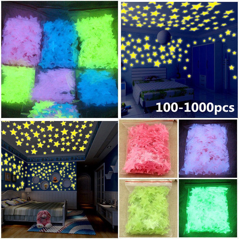 Bộ 100 Ngôi Sao 3D Dạ Quang Dán Tường