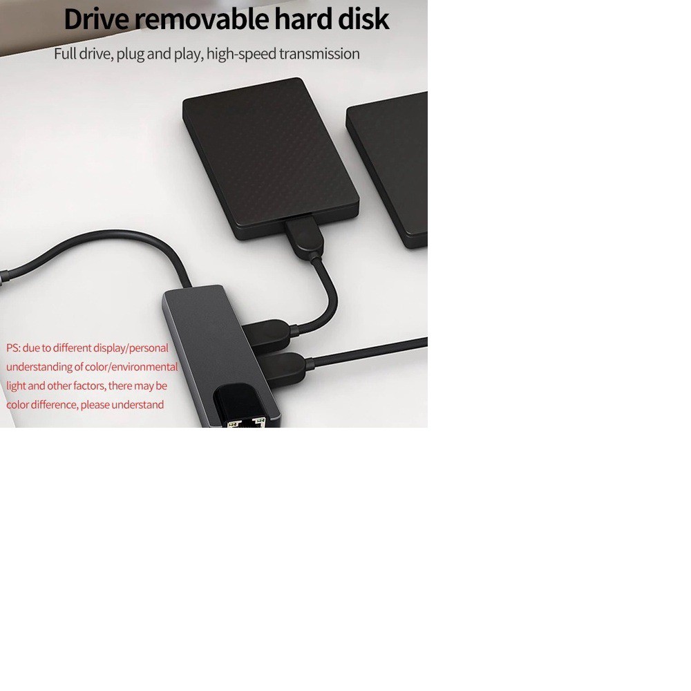 Cáp USB Type-C Ra 5 Cổng HDMI 4K, USB 2.0 Và Ethernet RJ45 cao cấp - Cáp USB Type-C