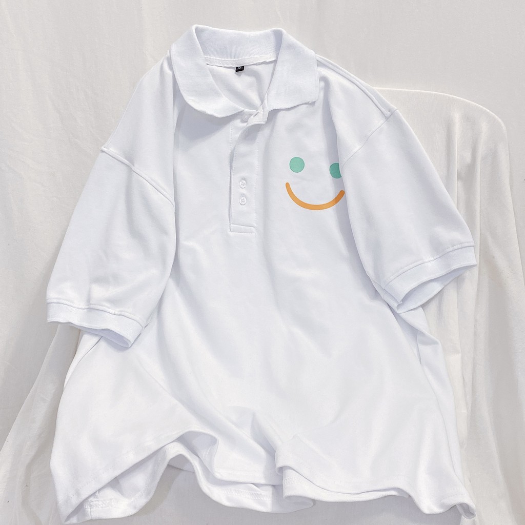 Áo polo YAYSHOP in mặt cười tay lỡ dáng rộng chất cá sấu cotton (form unisex) | BigBuy360 - bigbuy360.vn