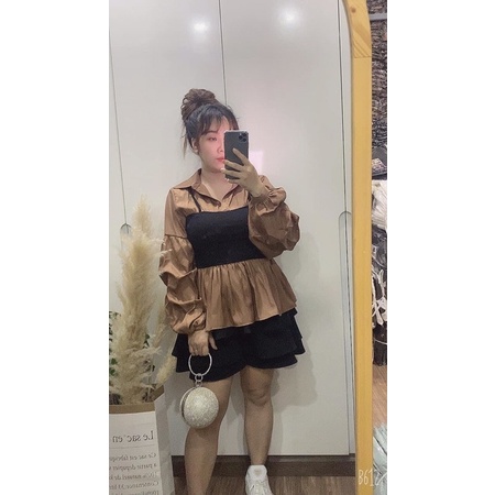 [Shop bigsize nữ] Áo peplum tay phồng bigsize 50-90kg có size