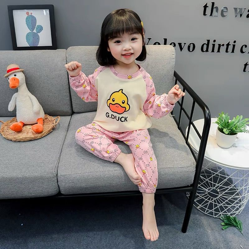 [Hàng Mới Về] Bộ Đồ Ngủ Cotton Dài Tay Thoải Mái Thoáng Khí Phong Cách Phương Tây Cho Bé