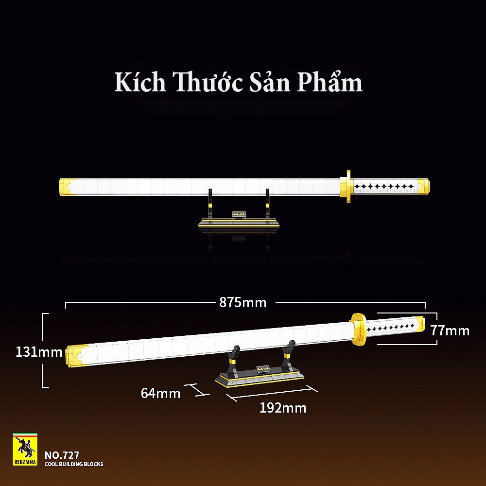 Đồ Chơi Lắp Ráp LEGO Mô Hình Thanh Kiếm Wado Ichimonji Trong One Piece, Có Thêm Bản Phát Sáng DK1509 - 727