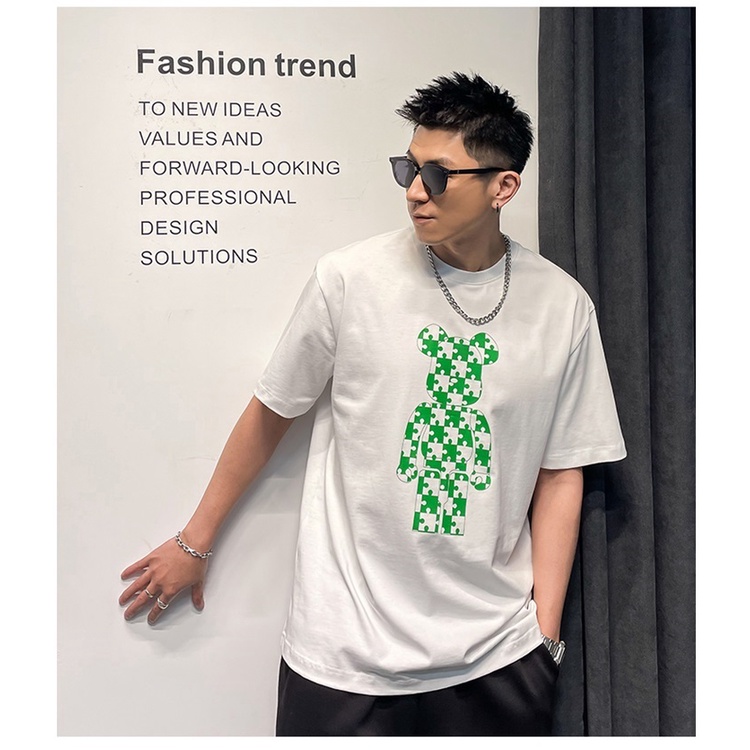 áo bearbrick nam nữ cổ tròn tay lỡ, áo thun nam nữ thun Cotton co giãn 4 chiều Unisex