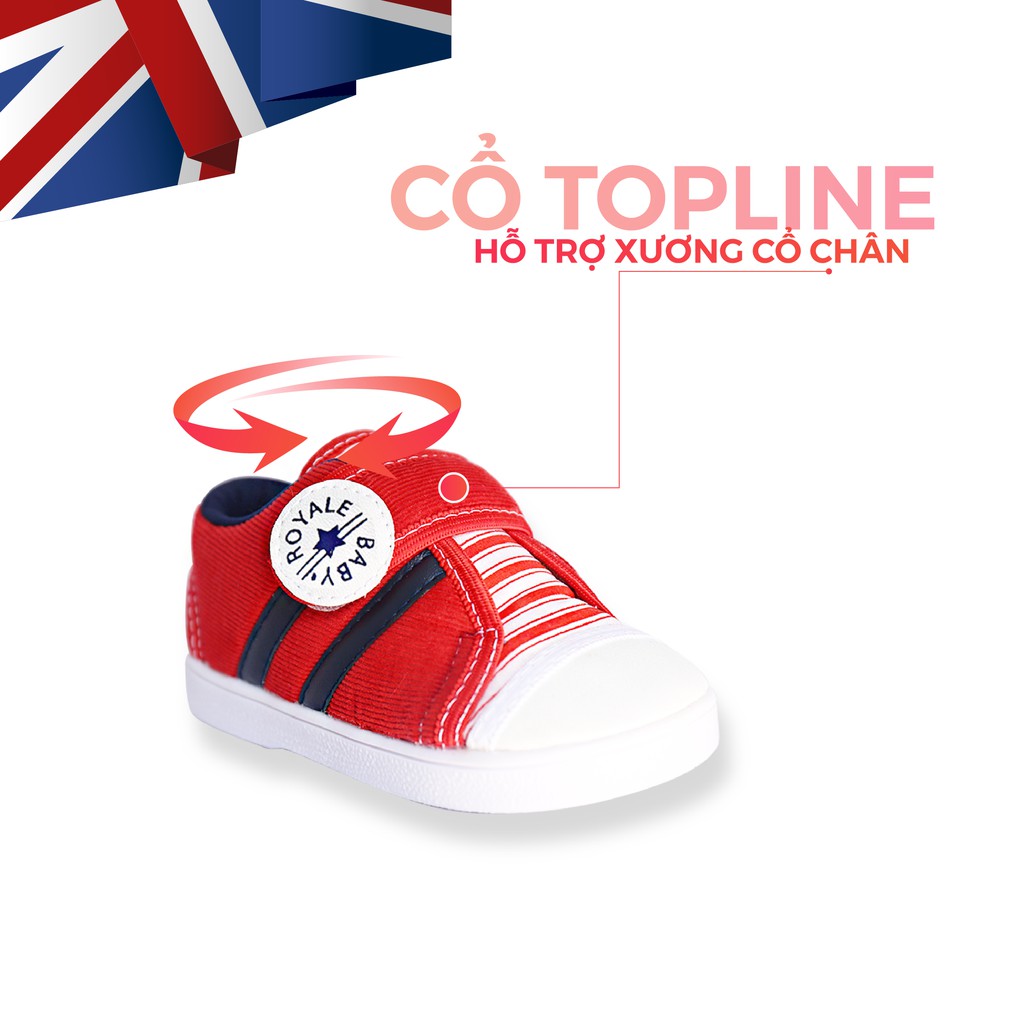 Giày Vải Tập Đi Bé Trai Bé Gái Đẹp Crown UK Royale Baby Walking Shoes Trẻ em Cao Cấp 032_833 Nhẹ Êm Size 3-6/1-3 Tuổi