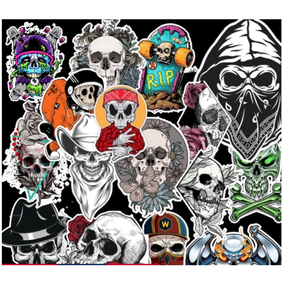 Set 10 Sticker dán trang trí xe mô tô/ván trượt/laptop/hành lý phong cách graffiti cá tính chống thấm nước