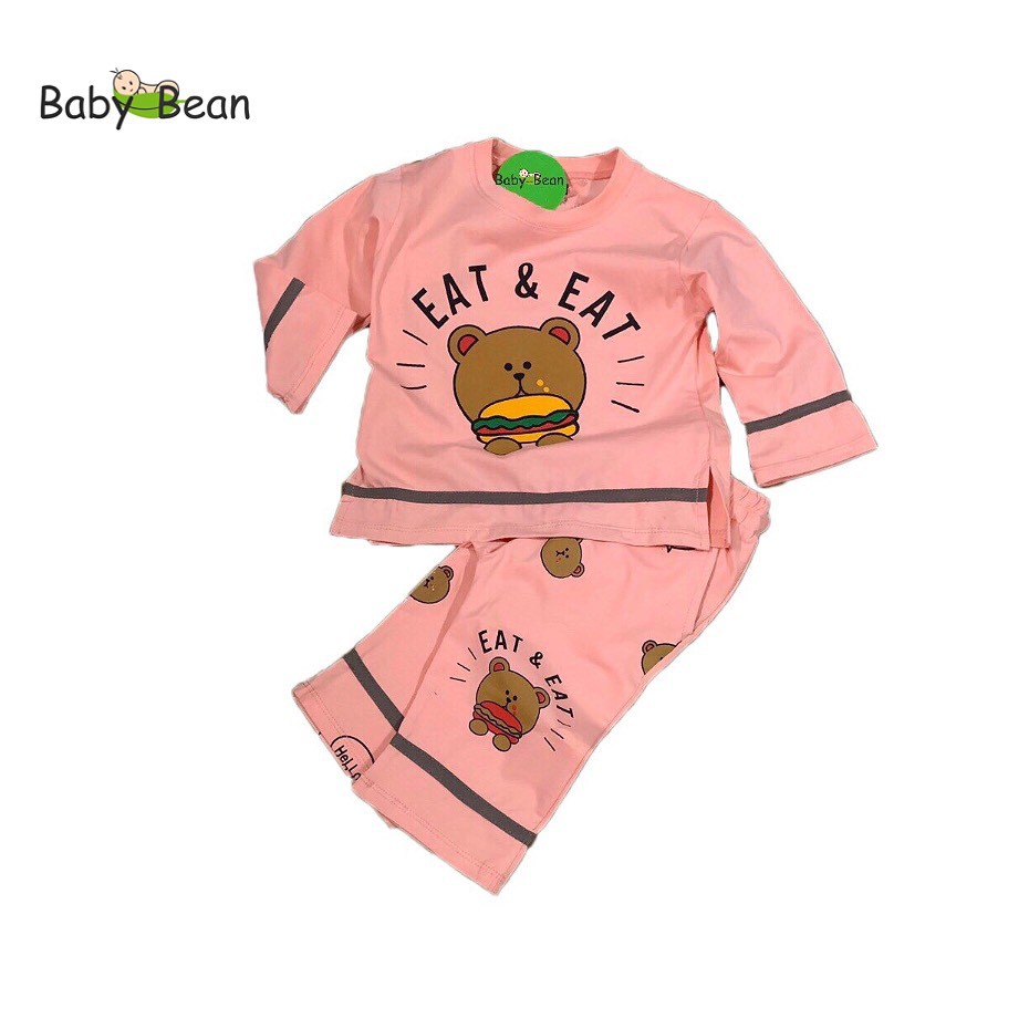 [MÃ THƯƠNG HIỆU YÊU THÍCH Voucher giảm 10%] Bộ Đồ Thun Cotton In Gấu Quần Lỡ bé gái BabyBean