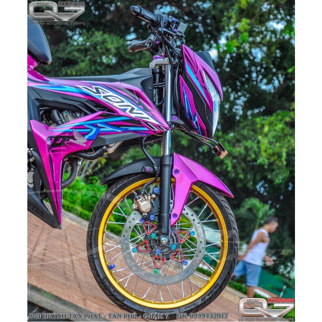 Tem rời sonic 150 hồng xanh - decalq7