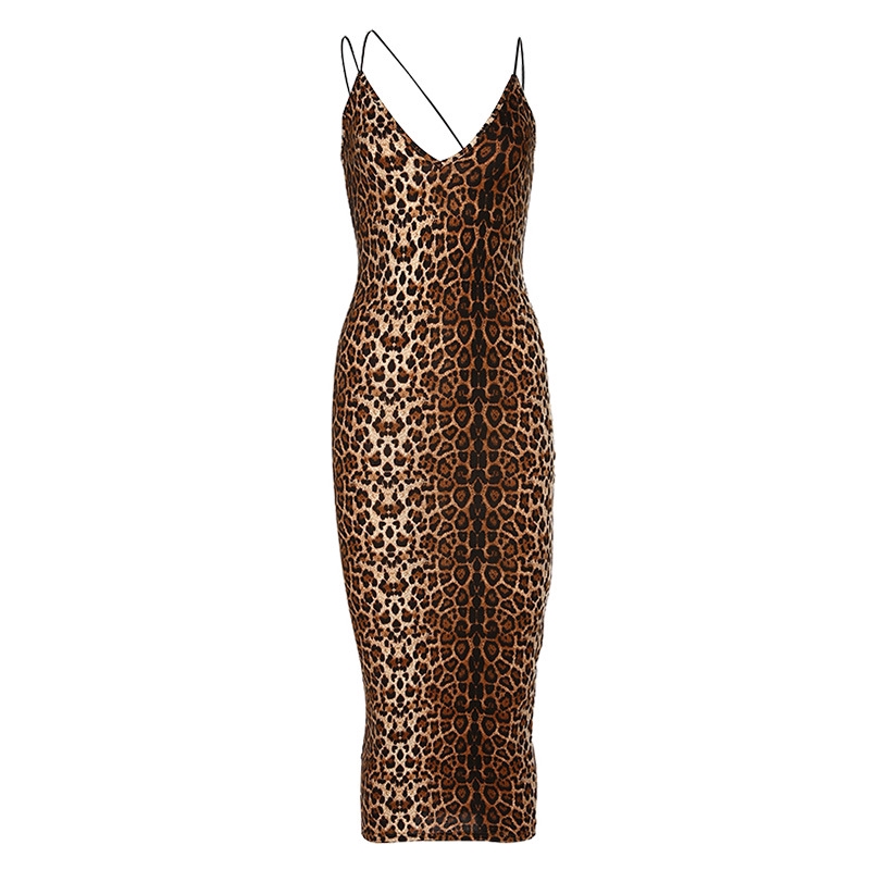 COD Modou Women's Strapless V-neck Slim Sexy Leopard Dress | BigBuy360 - bigbuy360.vn