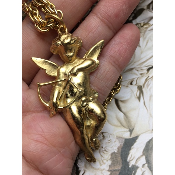 Set bông tai kẹp vintage dây chuyền- thiên thần cupid/ Giáng sinh