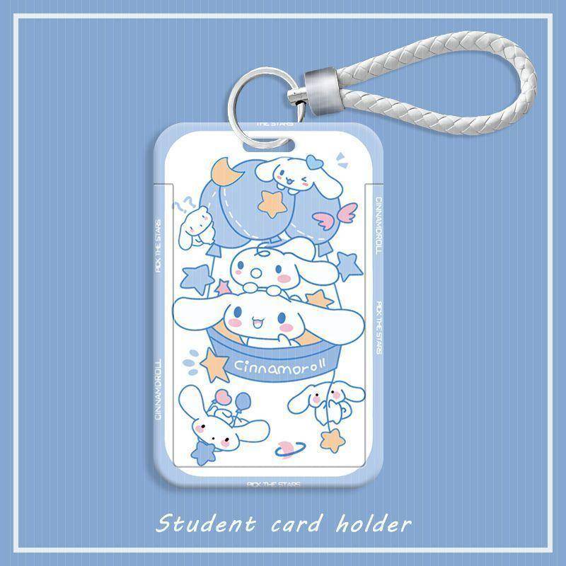 ⭐ iLado ⭐ Thẻ dây đeo thẻ sinh dễ thương Sanrio Cinnamoroll bọc căn cước thẻ hoc thẻ đi làm viên Vỏ bảo vệ bao đựng thẻ học sinh phù hiệu học sinh dây đeo bảng tên dây đeo bảng tên đồ dùng học sinh