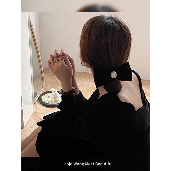 Kẹp tóc nữ nơ đen sang trọng TIMSTORE phụ kiện thời trang phong cách hàn quốc