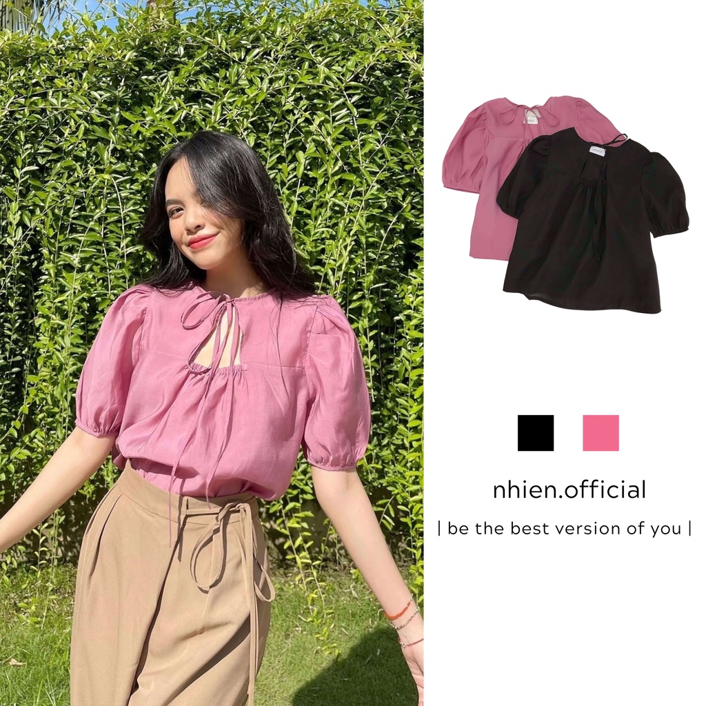 Áo nữ kiểu bánh bèo nơ ngực nhiennhienvintage BA87