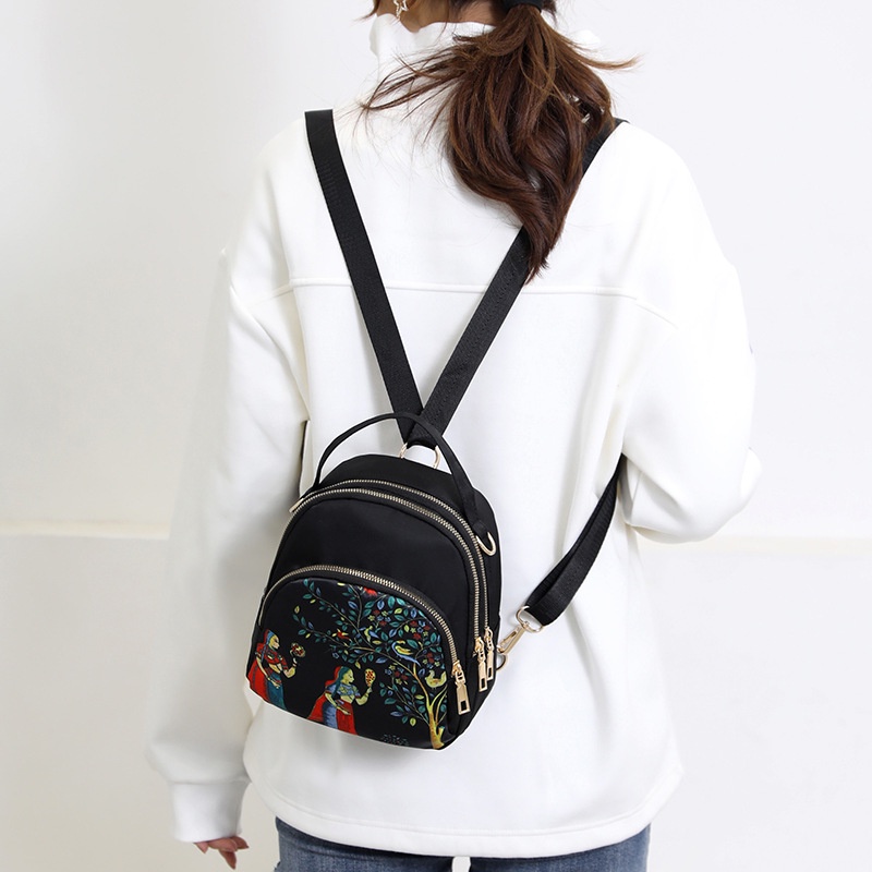 Balo Đeo Vai Bằng Nylon Chống Thấm Nước Sức Chứa Lớn In Họa Tiết Thời Trang Cho Nữ