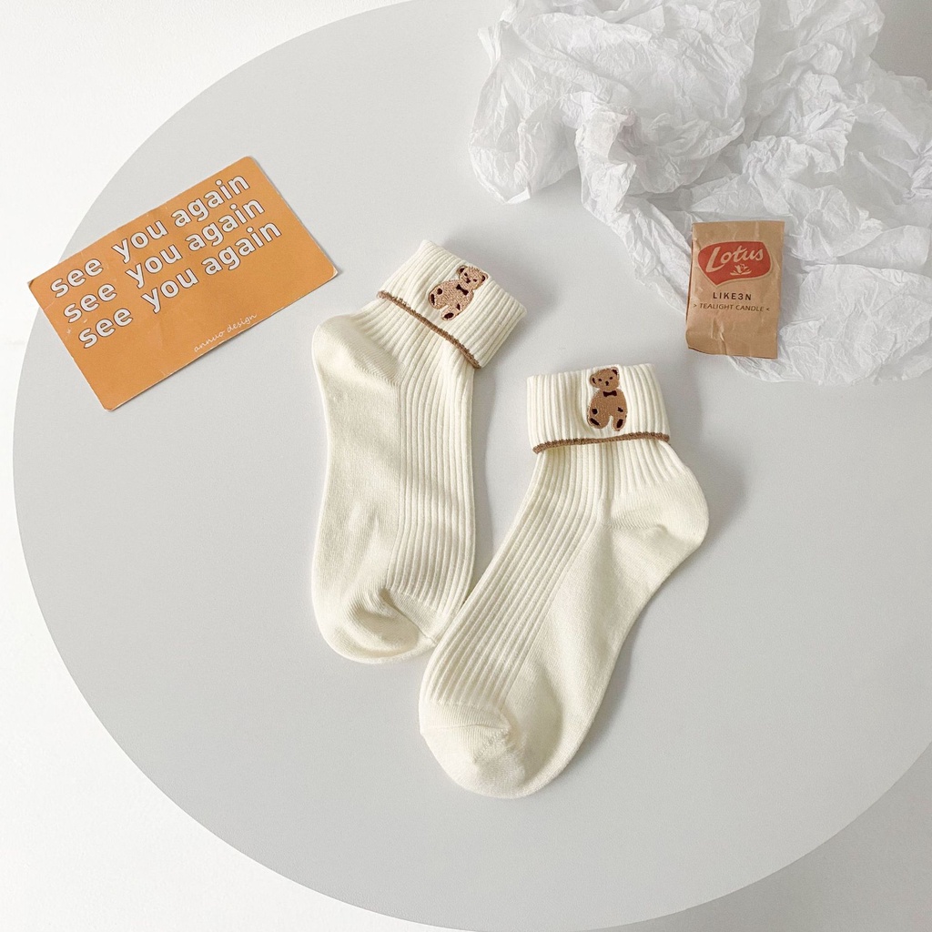 Cute socks Short socks with cute brown bear shape Korean quality