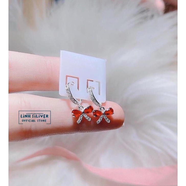 Bông tai hình nơ xinh xắn cho bé gái - Tòng teng bạc ta