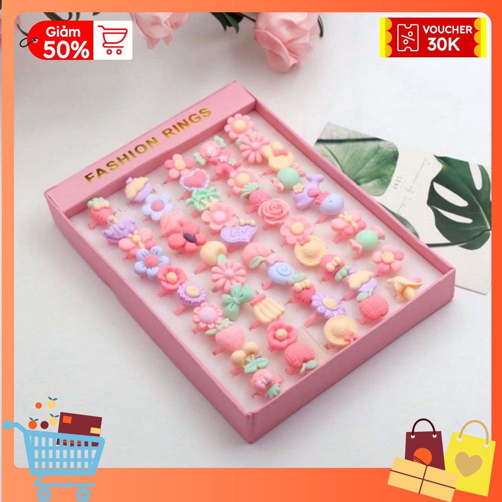 1c Nhẫn đính đá láp lánh cực đẹp cho bé gái. Đồ chơi trang sức trẻ em rẻ đẹp dành cho trẻ 2-10 tuổi