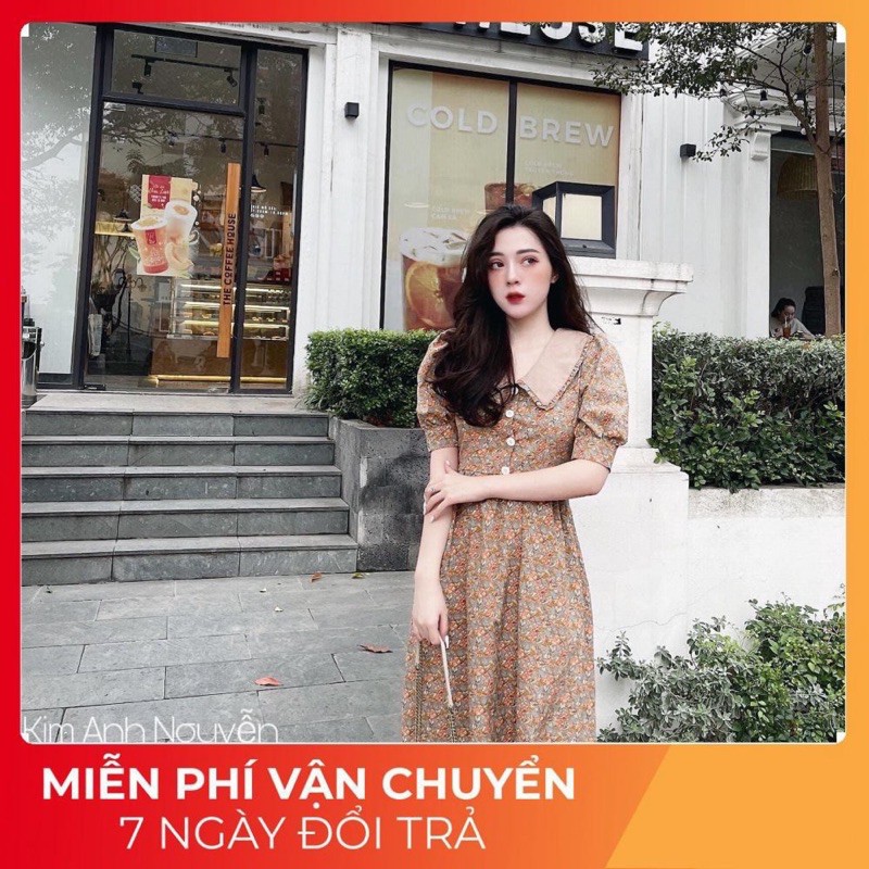 Váy Hoa Nhí Cổ Sen Bèo  [ 𝐅𝐑𝐄𝐄 𝐒𝐇𝐈𝐏 ] Chất Đũi Lụa Mềm Đẹp , Thích Hợp Mặc Đi Sự Kiện, Sinh Nhật Hay Đám Cưới NYC Đều OK