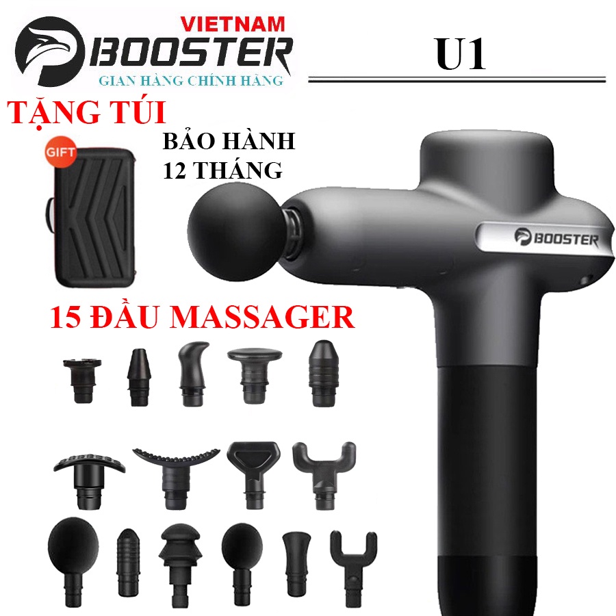 15 ĐẦU MASSAGER - Máy Massage Gun Cầm Tay BOOSTER U1 Thế Hệ Mới 6 Đầu 8 Chế Độ Mát Xa - Công Suất 125W - Hàng Chính Hãng