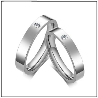 1 CHIẾC Nhẫn cặp inox trơn đính hột thời trang, Nhẫn đôi tình nhân(Mua 2 chiếc tặng kèm hộp)