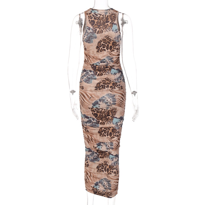 Đầm Sát Nách Cổ Tròn Hoạ Tiết In Hợp Thời Trang Cho Nữ