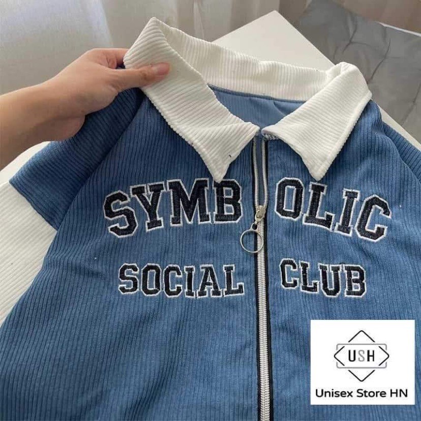 Áo Khoác Bomber Nữ SYMBOLI Vải Nhung Tâm Phối Zip Thiết Kế Cổ Bẻ Phong Cách Thời Trang Mới Cực Hot TRend