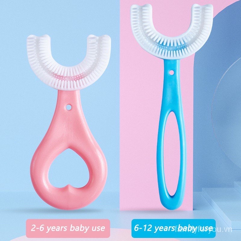 [Hàng mới về] Bàn chải đánh răng silicon chữ U chịu lực cắn cho bé từ 2 tuổi - 6 tuổi