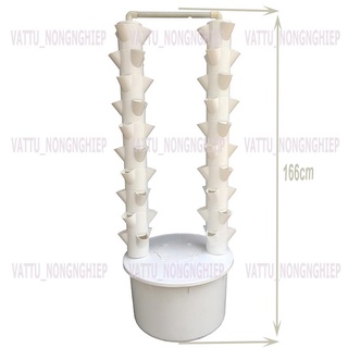 Tháp trồng rau thủy canh đôi (72 rọ)- Đầy đủ phụ kiện- Tặng bơm tự động hẹn giờ