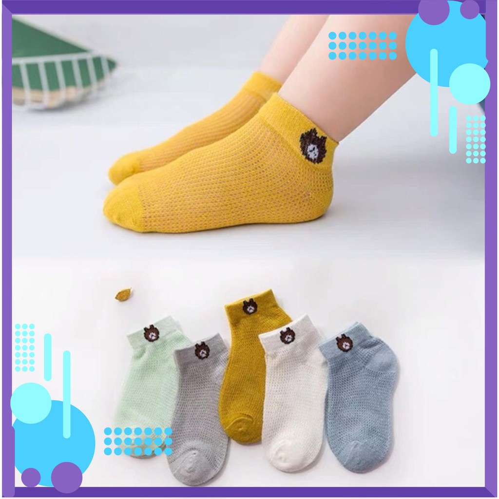 [HOT] Vỉ 5 đôi Tất lưới gấu trẻ em 1-2 tuổi
