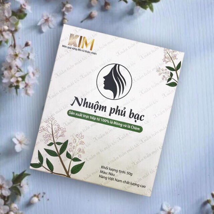 Nhuộm tóc phủ bạc KIM 50g (Tùy chọn nhuôm mầu NÂU hoặc ĐEN)- Thuốc NHuộm Tóc Từ Lá Cây