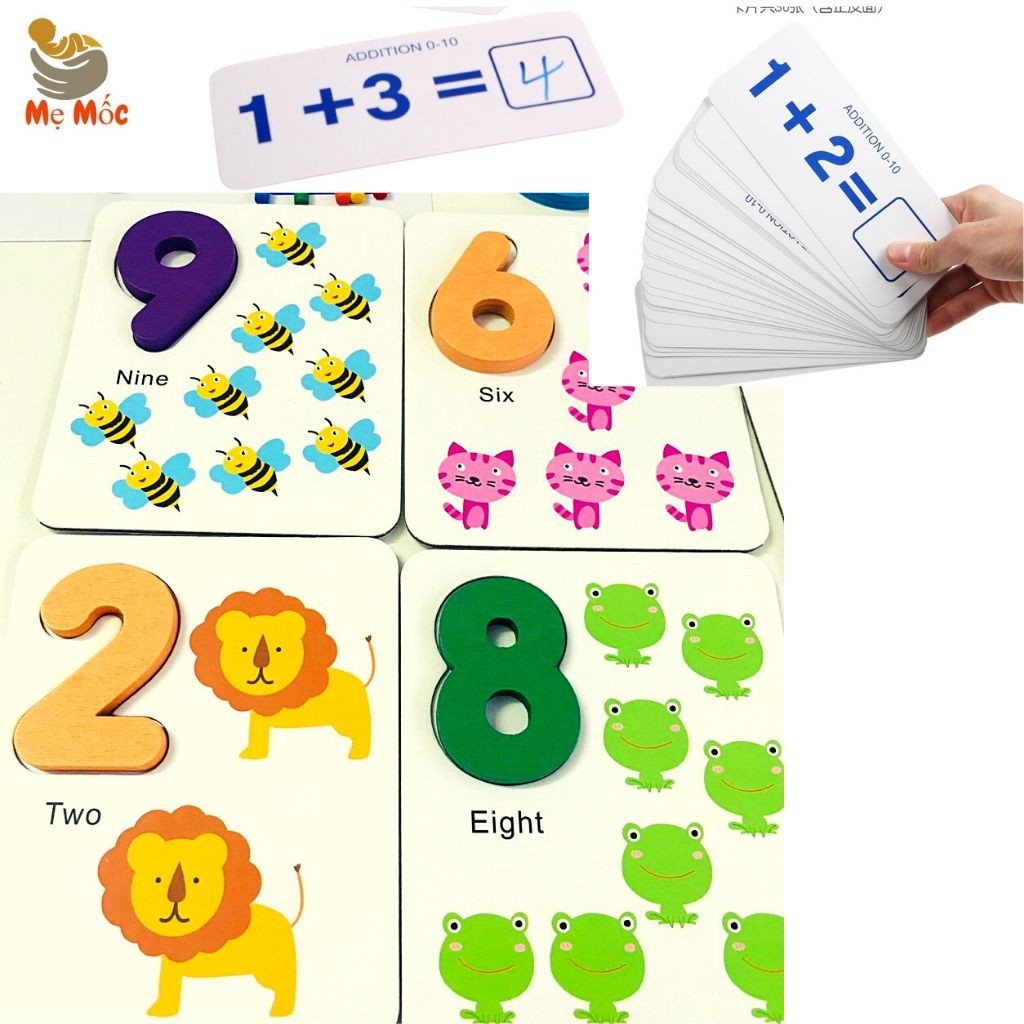 Đồ Chơi Toán Học Montessori-Tặng Bút Tự xóa, Giúp Bé Thông Minh[Shop Mẹ Mốc] ,HTTM