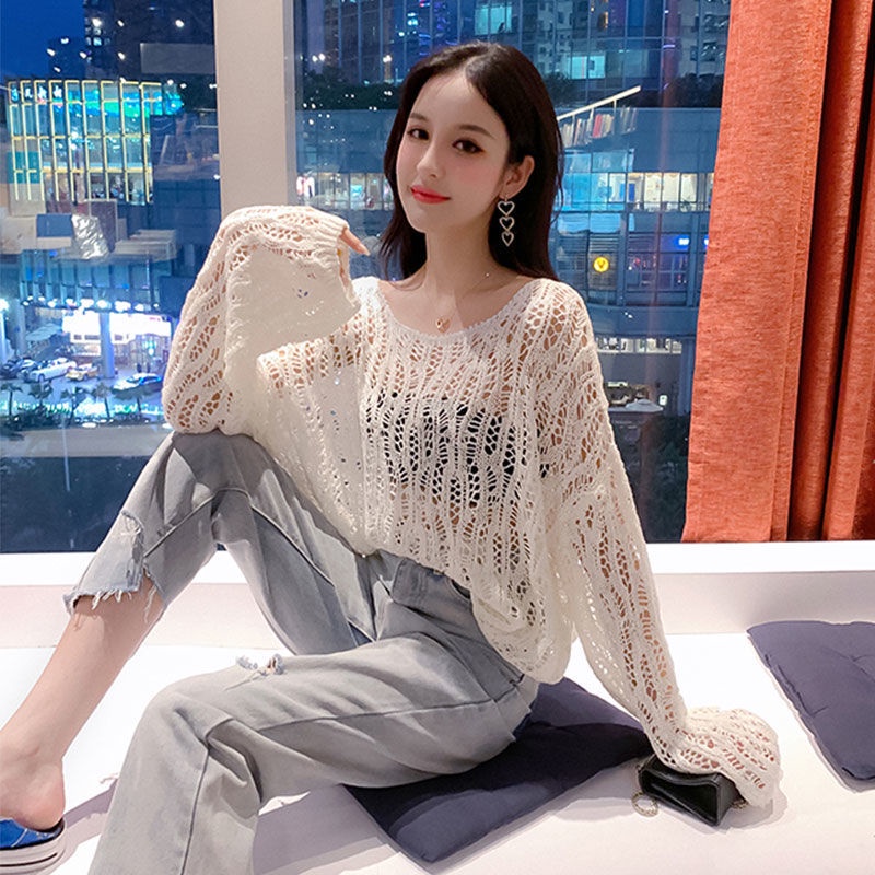 Áo Dệt Kim Mỏng Dáng Ngắn Kiểu Mới