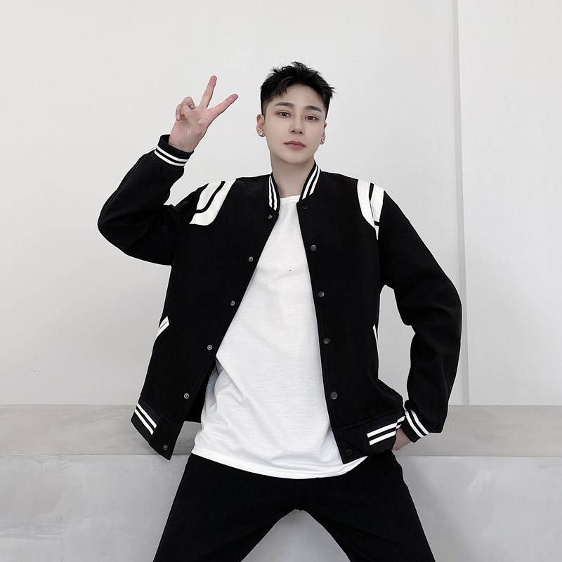 Áo khoác bóng chày dáng rộng phong cách Hàn Quốc thời trang xuân thu cho nam