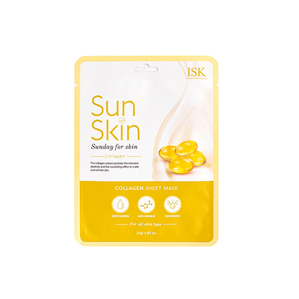 Combo 10 mặt nạ  giúp sáng da ISK SUNSKIN COLLAGEN SHEET MASK 23ml - Hàng Hàn Quốc Chính Hãng