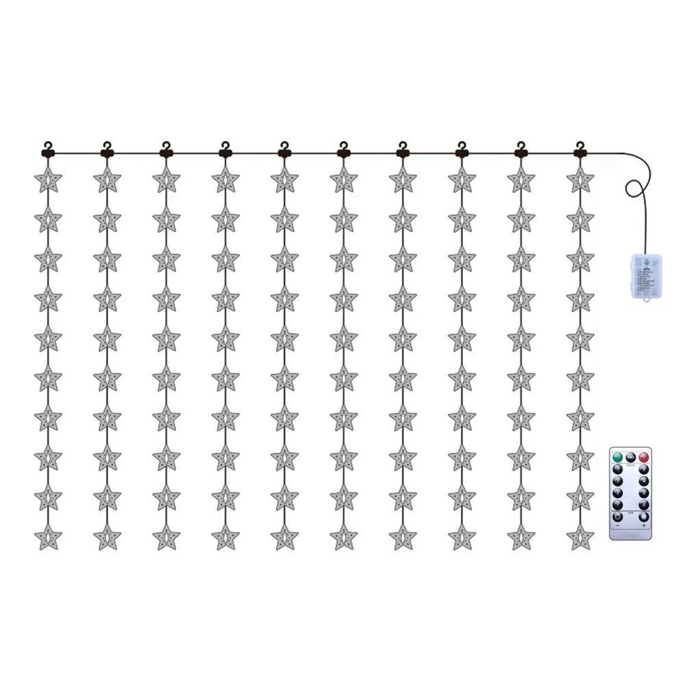 Dây Đèn LED 100 / 200 Bóng Hình Ngôi Sao Trang Trí Rèm Cửa