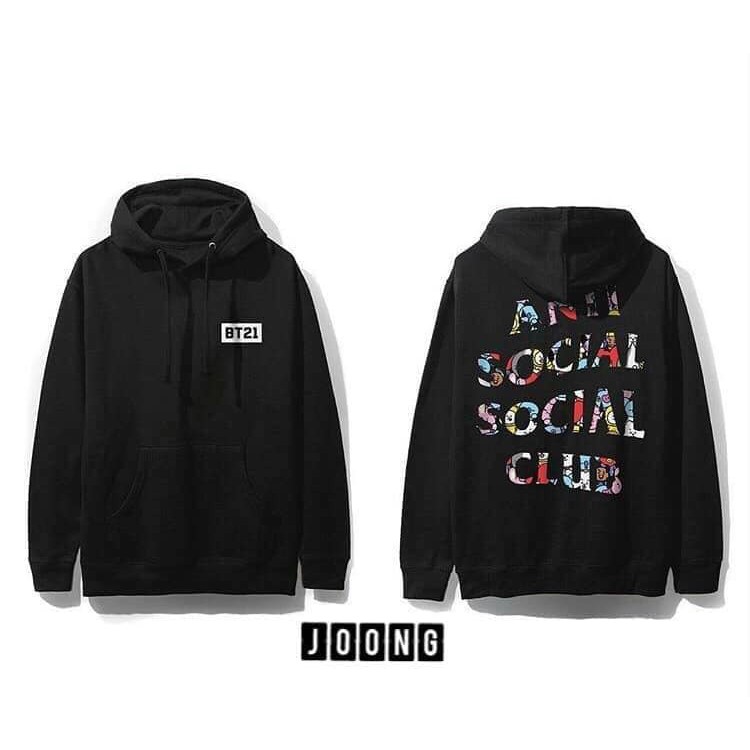 hoodie trắng đen bt21