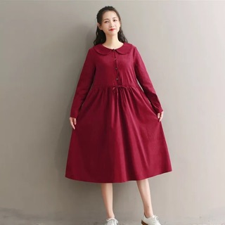 ĐẦM THẮT EO ĐỎ ĐÔ CỔ SEN