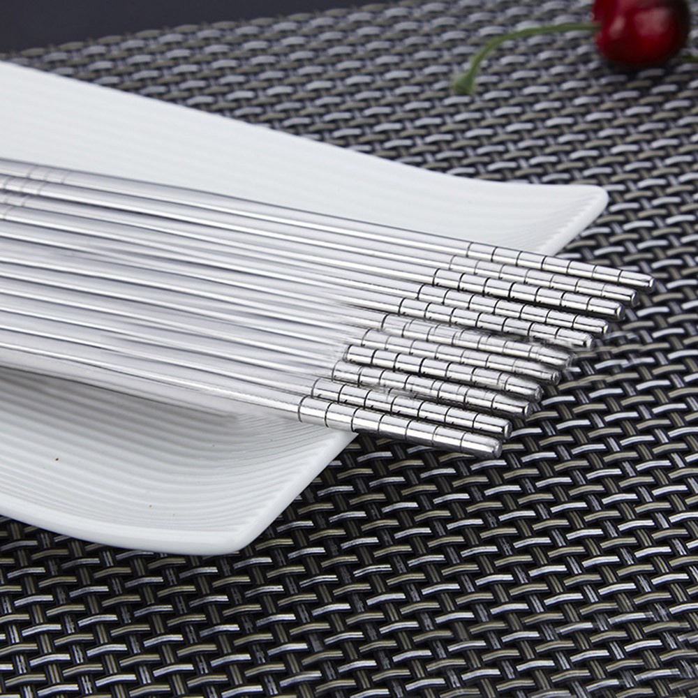 1 Đôi Đũa Chống Trượt Bằng Thép Không Gỉ Phong Cách Trung Hoa