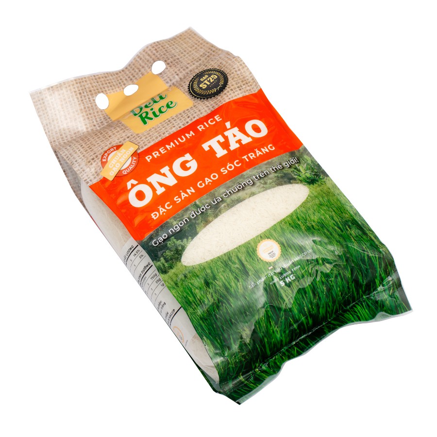 Gạo ST25 Ông Táo Đặc Sản Sóc Trăng Delifarm 10kg (2 túi 5kg)