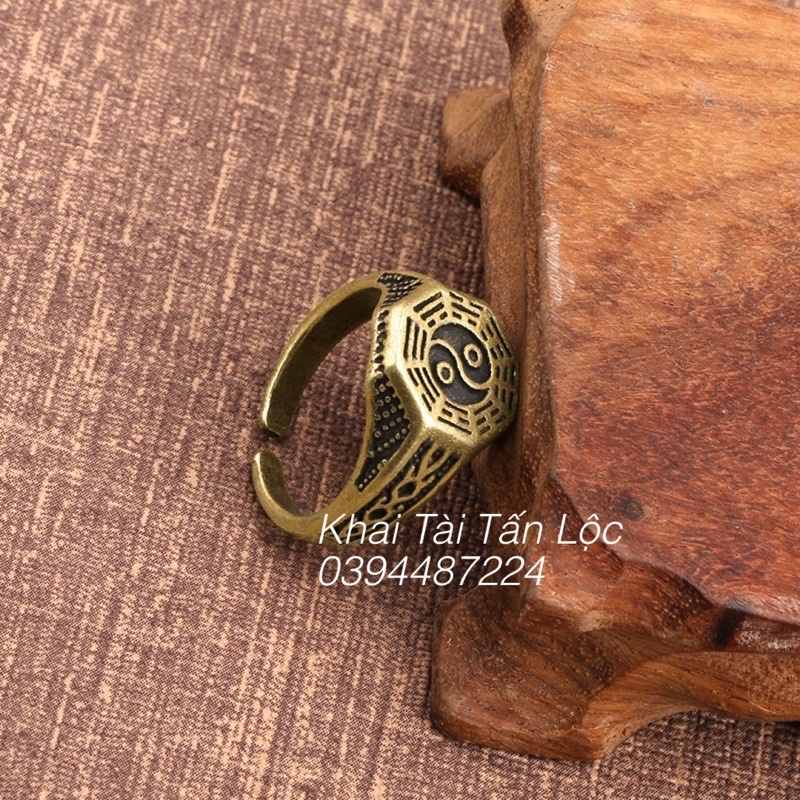 Nhẫn nam khắc bát quái và thái cực âm dương bằng đồng