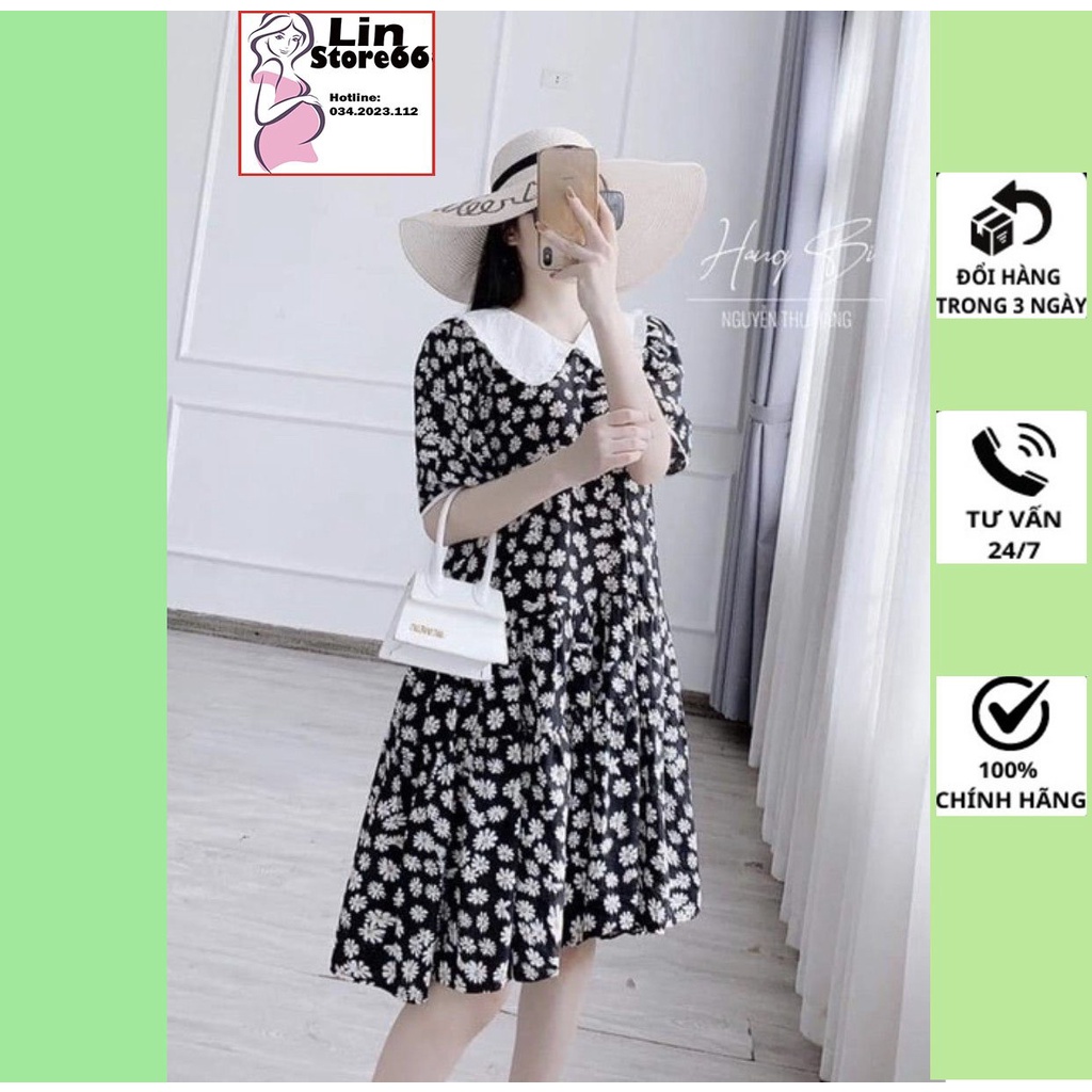 Đầm Bầu Váy Bầu Thời Trang Thiết Kế Cúc Họa Mi Chất Luạ Mềm Mát Freesize (45-70kg) A076 Lin Store66