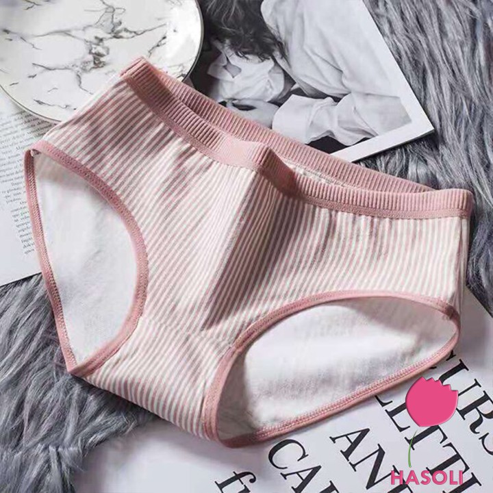Quần Lót Nữ Cotton Tăm Chip Nữ Kháng Khuẩn Phối Kẻ S22