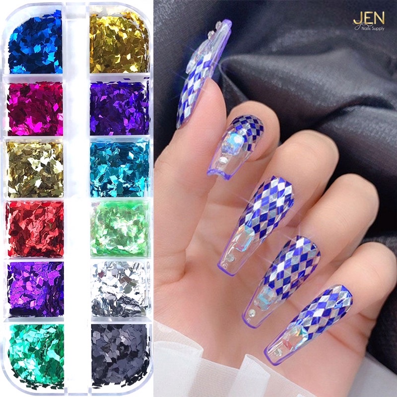 Sequin hình tứ giác-phụ kiện nail móng